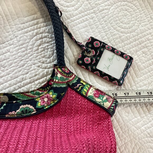 Vera Bradley Petal Paisley Woven Straw Bucket Tote Bag Beach Weekend - Picture 12 of 16